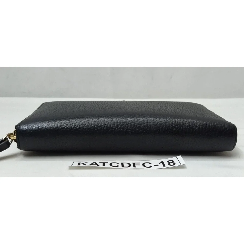 Kate Spade New York Black Pebbled Zip Around Credit Card Long Wallet